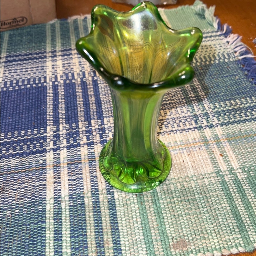 - Green vintage Slung Vase.